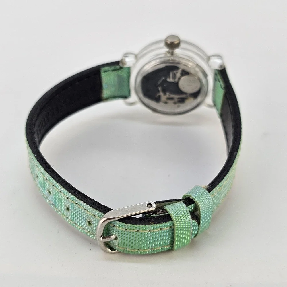 Episode Women's Analog Watch 26MM White Dial Green Leather Bands NEW Battery
